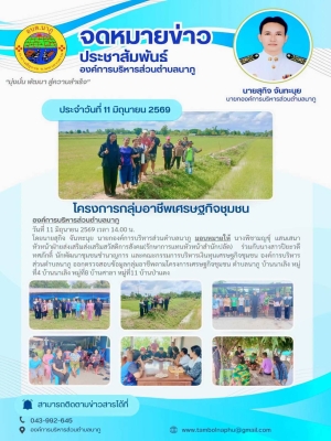 ออกตรวจสอบข้อมูลกลุ่มอาชีพตามโครงการเศรษฐกิจชุมชน ตำบลนาภู บ้านนาเลิง หมู่ที่4 บ้านนาเลิง หมู่ที่8 บ้านศาลา หมู่ที่11 บ้านป่าแดง